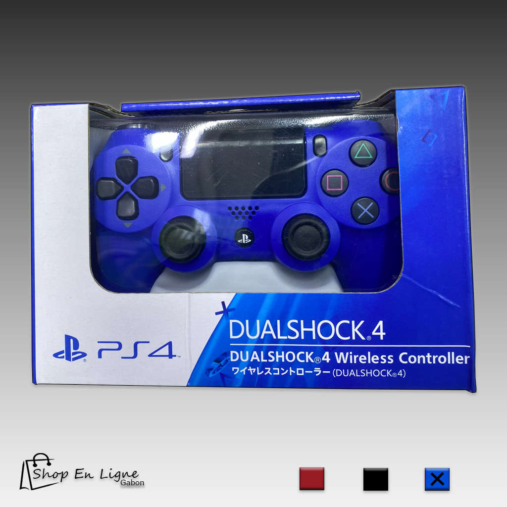 Manette sans fil DualShock 4 bleue officielle pour console Sony PlayStation 4 dans son emballage d'origine.
