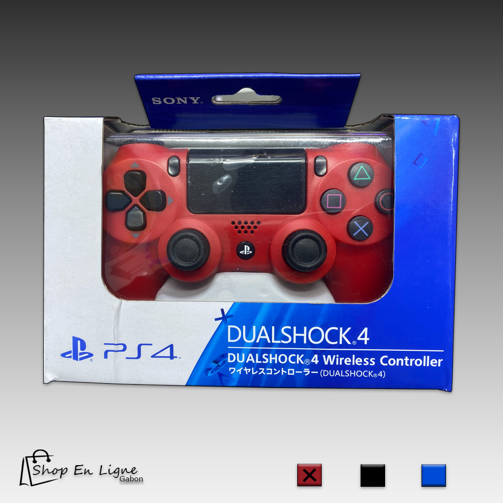 Manette sans fil DualShock 4 rouge officielle pour console Sony PlayStation 4 dans son emballage d'origine.