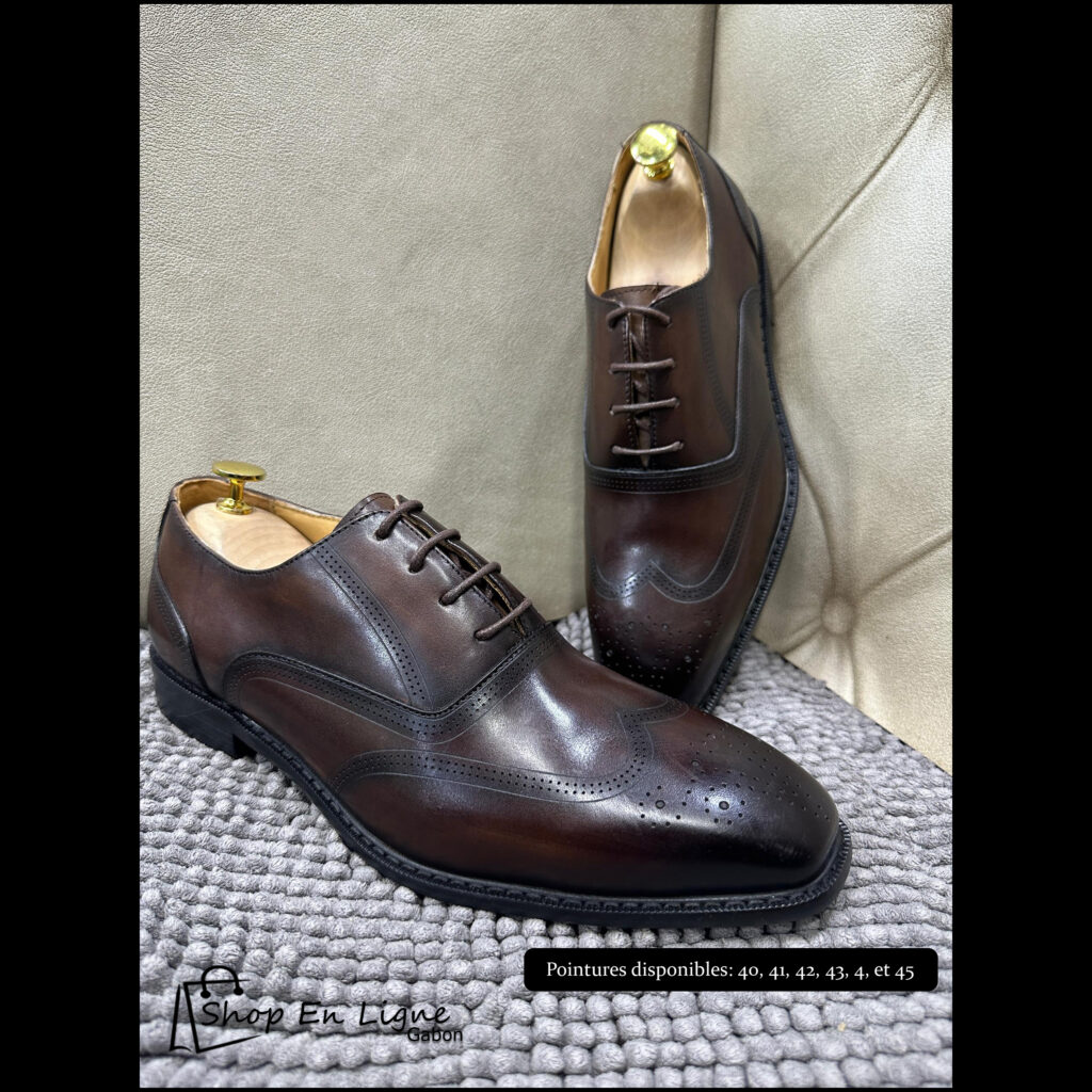 Chaussures Richelieu Marron Chocolat Brogue en Cuir