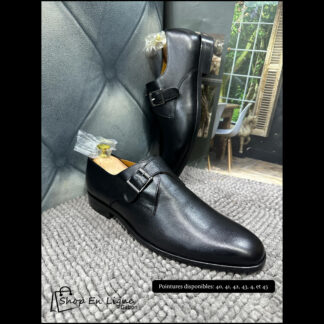Chaussure Homme à boucle (Monk Strap) en Cuir Noir