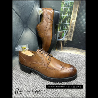 Chaussures Richelieu Homme Marron – Style Brogue Élégant Semelle Épaisse