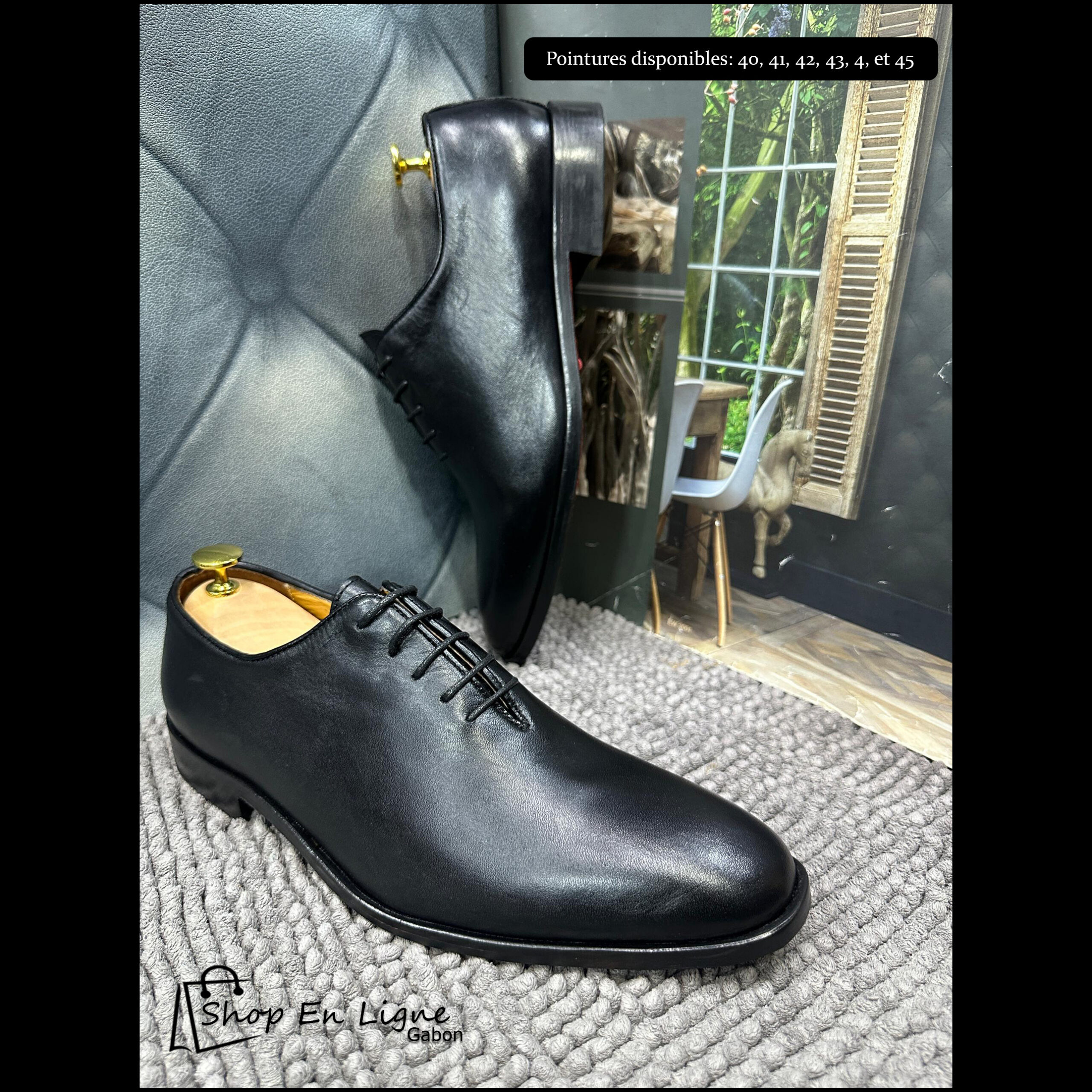 Chaussures Oxford Cuir Véritable Noir – Modèle Élégant Homme