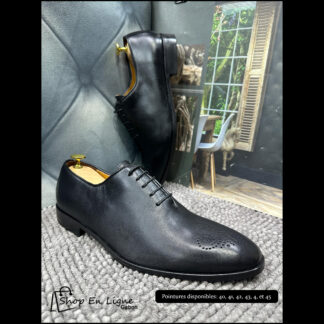Chaussures homme cuir noir brogue Oxford véritable pointures 39 40 41 42 43 44 45 – Shop En Ligne Gabon