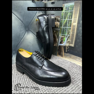 Chaussures homme cuir noir derby plateforme semelle épaisse cuir véritable pointures 40 à 45 – Shop En Ligne Gabon